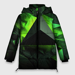 Куртка зимняя женская Зеленые треугольники, цвет: 3D-светло-серый