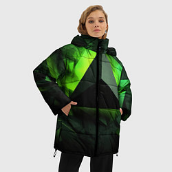 Куртка зимняя женская Зеленые треугольники, цвет: 3D-красный — фото 2