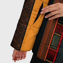 Куртка зимняя женская Этнический узор в вертикальную полоску, цвет: 3D-черный — фото 2