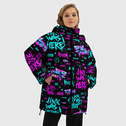 Куртка зимняя женская Jinx Arcane pattern neon, цвет: 3D-черный — фото 2