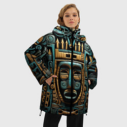 Куртка зимняя женская Орнамент с маской в египетском стиле, цвет: 3D-светло-серый — фото 2