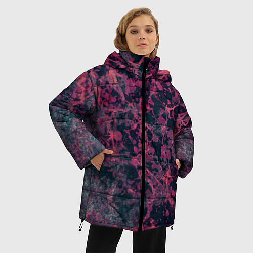 Женская зимняя куртка Абстракция - аметистовый ирис / 3D-Красный – фото 3
