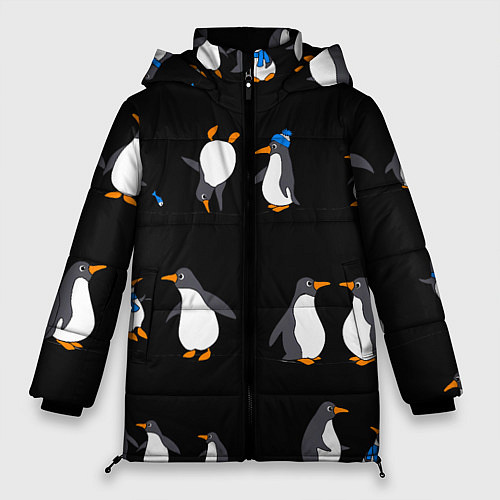 Женская зимняя куртка Веселая семья пингвинов / 3D-Светло-серый – фото 1