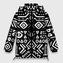 Куртка зимняя женская Черно-белый абстрактный паттерн, цвет: 3D-черный