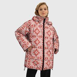 Куртка зимняя женская Сварожич - славянский орнамент, цвет: 3D-черный — фото 2