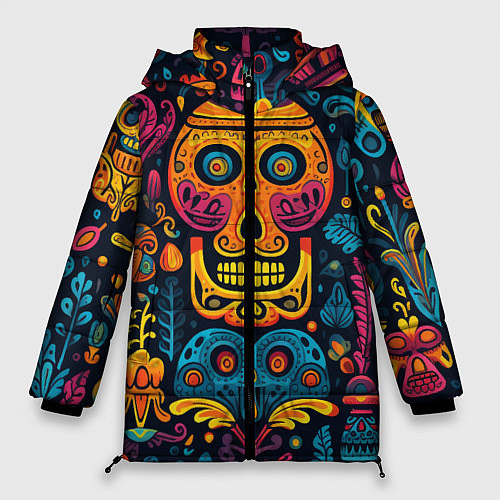Женская зимняя куртка Узор в мексиканском стиле / 3D-Светло-серый – фото 1