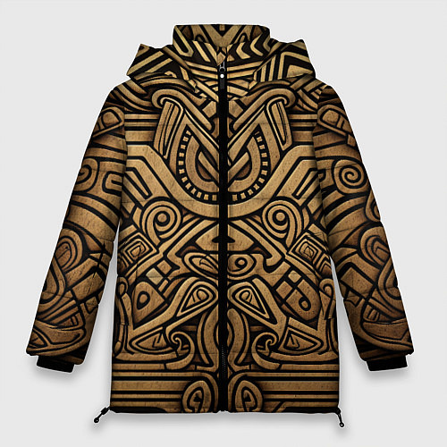 Женская зимняя куртка Орнамент в стиле викингов / 3D-Светло-серый – фото 1