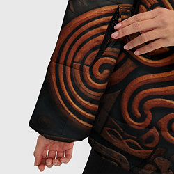 Куртка зимняя женская Асимметричный паттерн в викингском стиле, цвет: 3D-черный — фото 2