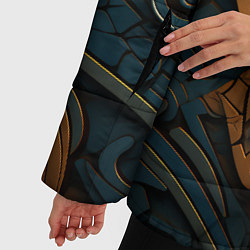 Куртка зимняя женская Абстрактный узор в викингском стиле, цвет: 3D-черный — фото 2