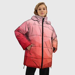 Куртка зимняя женская Абстракция с градиентом полигональная, цвет: 3D-светло-серый — фото 2