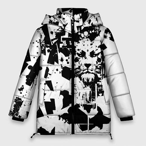 Женская зимняя куртка Морда льва - абстракция / 3D-Светло-серый – фото 1
