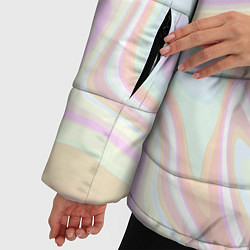 Куртка зимняя женская Бледные разлитые краски абстракция, цвет: 3D-светло-серый — фото 2