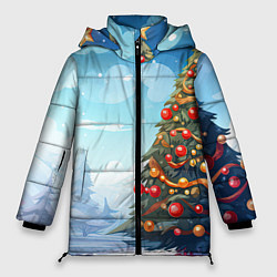 Куртка зимняя женская Большая новогодняя елка, цвет: 3D-черный