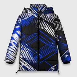 Куртка зимняя женская Киберпанк линии белые и синие, цвет: 3D-светло-серый