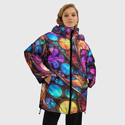 Куртка зимняя женская Яркий абстрактный фрактальный узор, цвет: 3D-черный — фото 2
