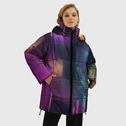 Куртка зимняя женская Цветные пиксели retro, цвет: 3D-светло-серый — фото 2