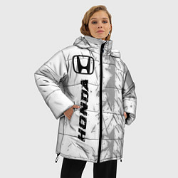 Куртка зимняя женская Honda speed на светлом фоне со следами шин по-верт, цвет: 3D-черный — фото 2