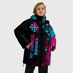 Куртка зимняя женская My Chemical Romance - neon gradient по-вертикали, цвет: 3D-черный — фото 2