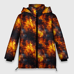 Куртка зимняя женская Пламя огня паттерн, цвет: 3D-светло-серый