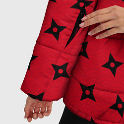 Куртка зимняя женская Япона паттерна: волны и сюрикены, цвет: 3D-красный — фото 2