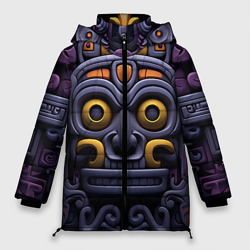Женская зимняя куртка Орнамент в стиле ацтеков / 3D-Светло-серый – фото 1