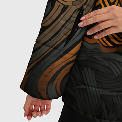 Куртка зимняя женская Узор в скандинавском фолк-арт стиле, цвет: 3D-черный — фото 2