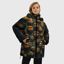 Куртка зимняя женская Глаза на стене, цвет: 3D-черный — фото 2