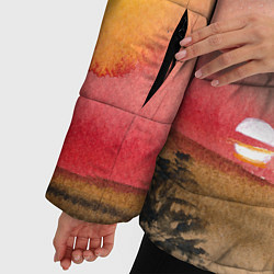 Куртка зимняя женская Тропический закат акварель, цвет: 3D-черный — фото 2