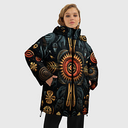 Куртка зимняя женская Паттерн в славянской стилистике, цвет: 3D-черный — фото 2