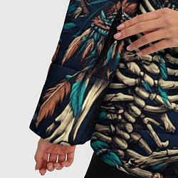 Куртка зимняя женская Татуировка скелета индейца и ковбоя в техасе, цвет: 3D-черный — фото 2