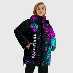 Куртка зимняя женская Валентина и неоновый герб России по-вертикали, цвет: 3D-черный — фото 2