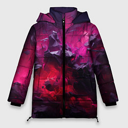 Куртка зимняя женская Фиолетовые элементы абстракция, цвет: 3D-светло-серый