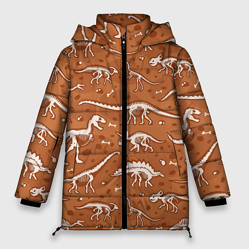 Женская зимняя куртка Скелеты динозавров / 3D-Светло-серый – фото 1
