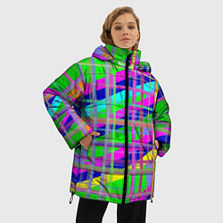 Куртка зимняя женская Неоновые перпендикулярные полосы, цвет: 3D-черный — фото 2