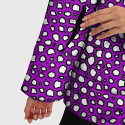 Куртка зимняя женская Белые пузырьки на фиолетовом фоне, цвет: 3D-черный — фото 2
