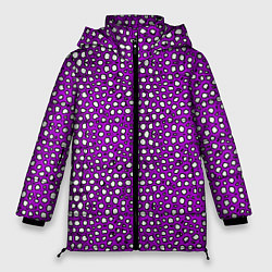 Куртка зимняя женская Белые пузырьки на фиолетовом фоне, цвет: 3D-черный