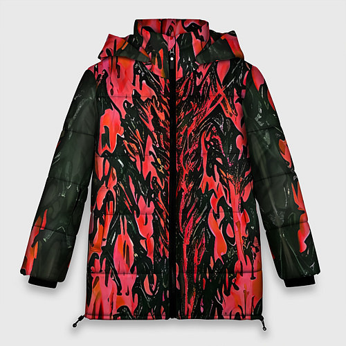 Женская зимняя куртка Демонический доспех красный / 3D-Светло-серый – фото 1