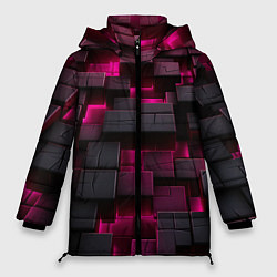 Куртка зимняя женская Фиолетовые и черные камни, цвет: 3D-черный