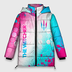 Женская зимняя куртка The Witcher neon gradient style вертикально