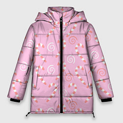 Куртка зимняя женская Новогодний леденец-трость, цвет: 3D-красный