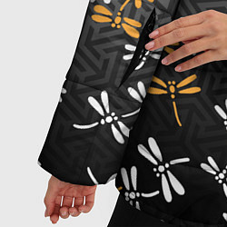 Куртка зимняя женская Стрекозы поверх графики, цвет: 3D-черный — фото 2