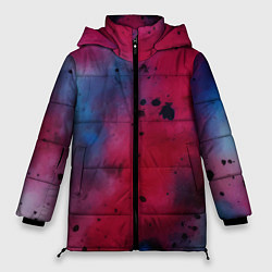 Куртка зимняя женская Акварельные брызги в розовом, цвет: 3D-красный