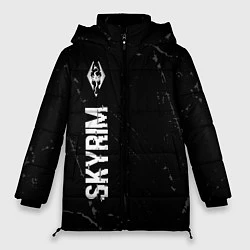 Куртка зимняя женская Skyrim glitch на темном фоне по-вертикали, цвет: 3D-черный
