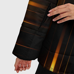 Куртка зимняя женская Неоновый узор черное золото стене, цвет: 3D-красный — фото 2
