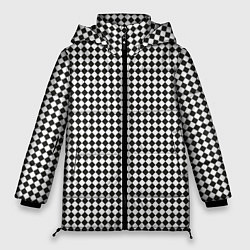 Куртка зимняя женская Чёрно-белый ромб классика, цвет: 3D-светло-серый