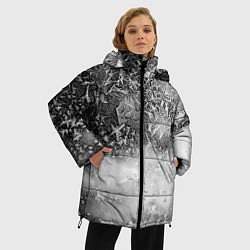 Куртка зимняя женская Серый лёд и снежинки, цвет: 3D-светло-серый — фото 2