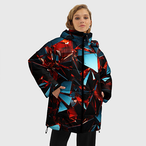 Женская зимняя куртка Симметрия бесконечности / 3D-Красный – фото 3