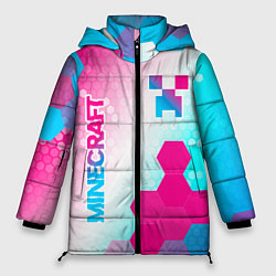 Куртка зимняя женская Minecraft neon gradient style вертикально, цвет: 3D-черный