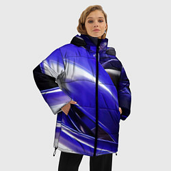 Куртка зимняя женская Blue black abstract, цвет: 3D-светло-серый — фото 2