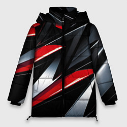 Куртка зимняя женская Red black abstract, цвет: 3D-светло-серый